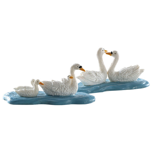Lemax 82613 Swans Set Of 2, Figurine- Gift Spice